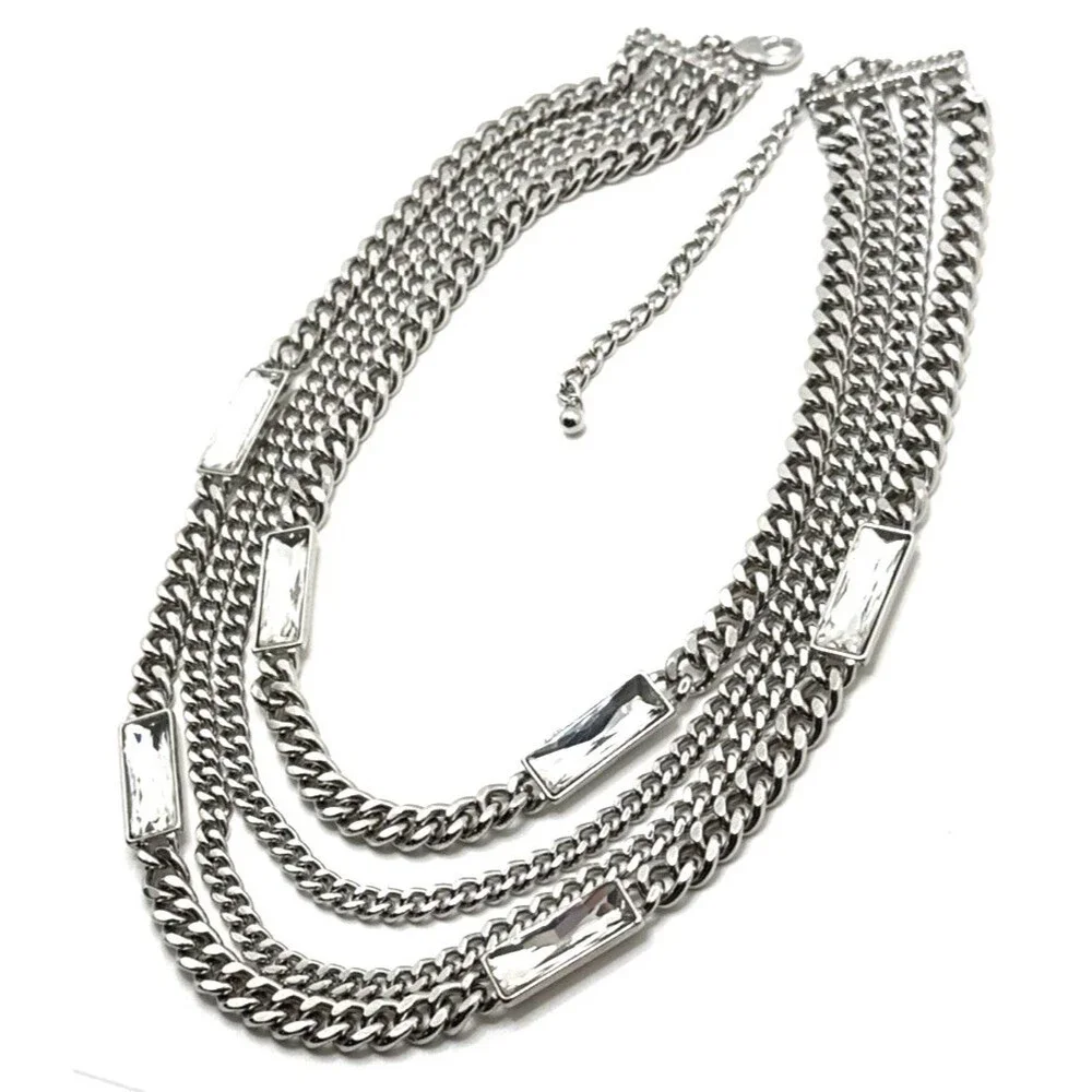NWOT Lee Angel Neiman Marcus Crystal Multi Strand Station Necklace Statement 20